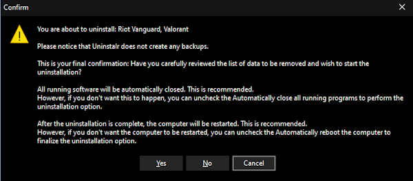 Click Yes to proceed with uninstallation