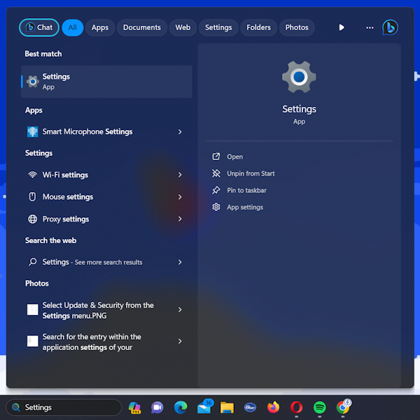 Open Settings in Windows 11