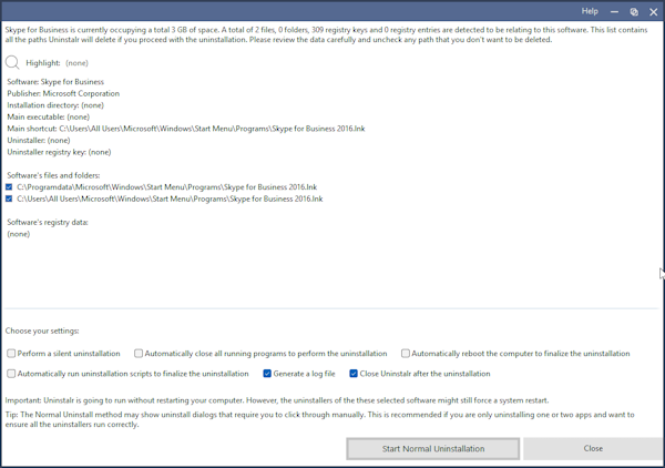 Review Skype for Business' data that will be removed